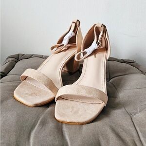 Chic Beige Block Heel Sandals